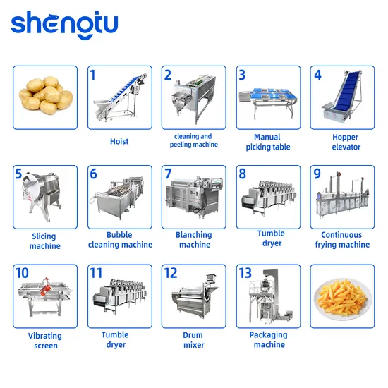 Large Scale Frozen French Fries Production Line Potato Products Frying Line with Oil Filtration Syst